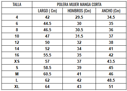C.P.V Polera Gimnasia Mujer manga corta