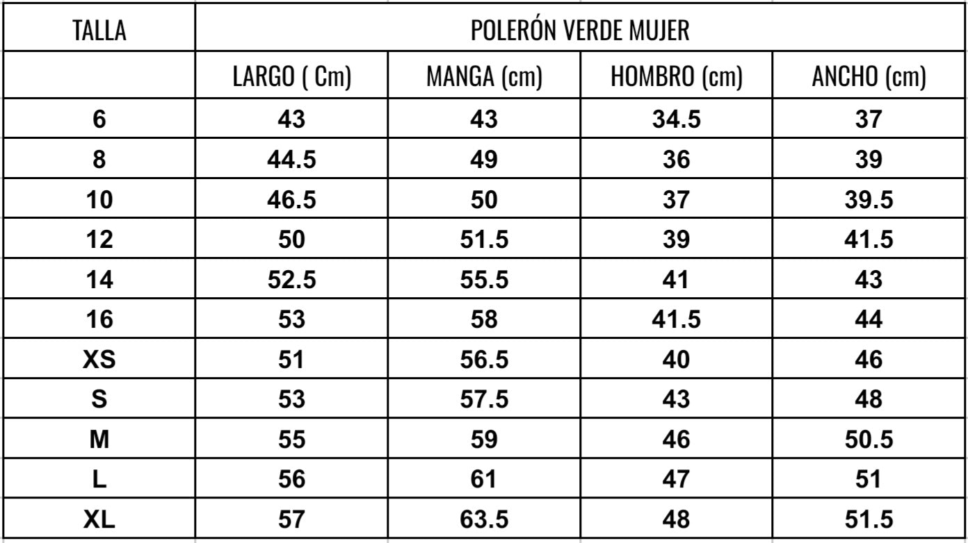 CPV Polerón Verde completo Mujer