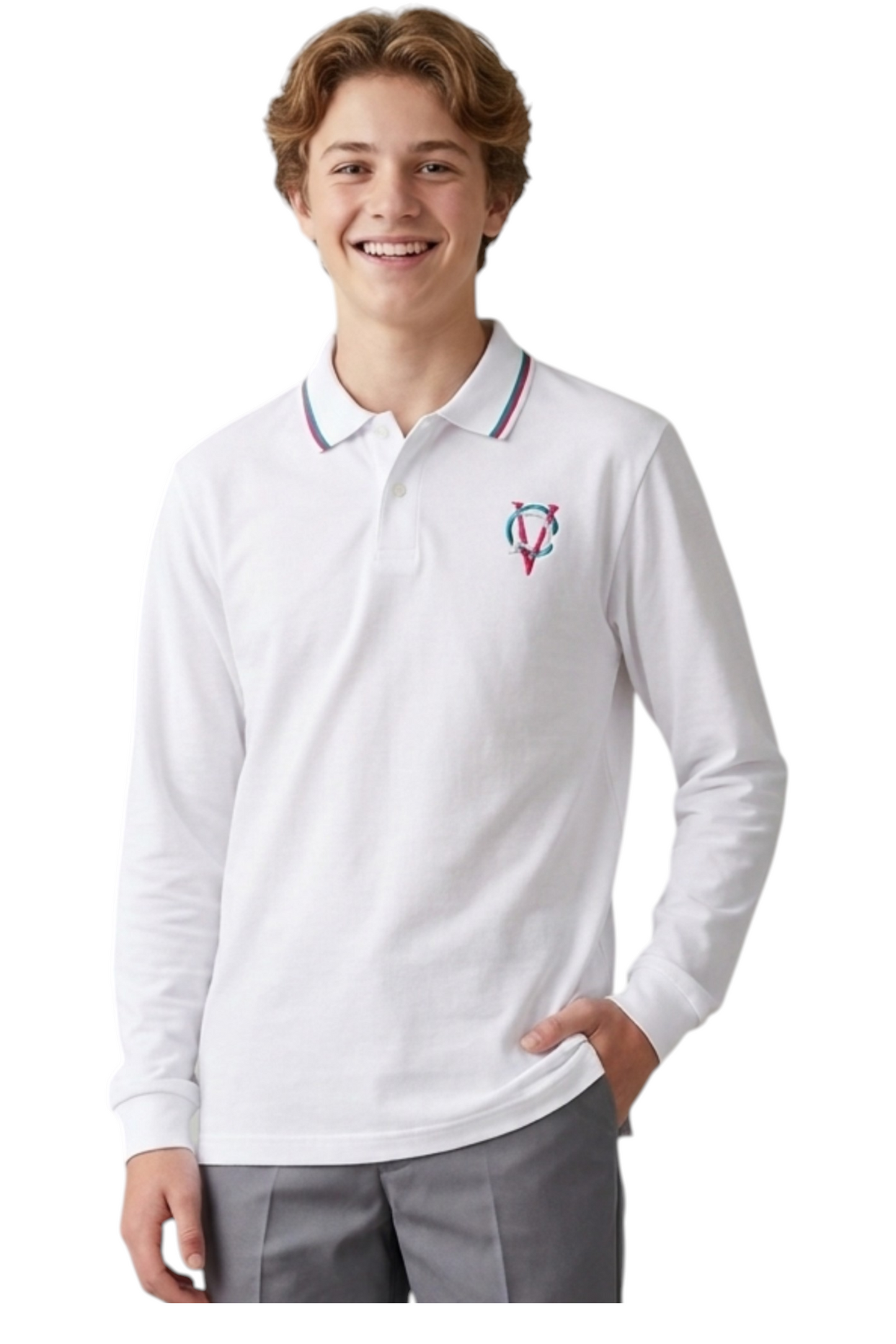 C.P.V Polera Pique Hombre manga larga